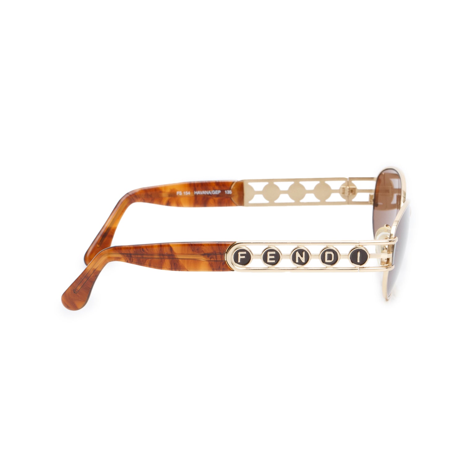 Fendi FS 154 Havana & Gold Oval Sunglasses w/ Case
