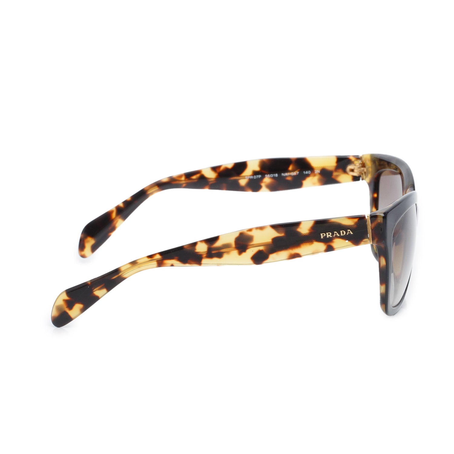 Prada SPR 07P Black/Havana Acetate Square Sunglasses w/ Case