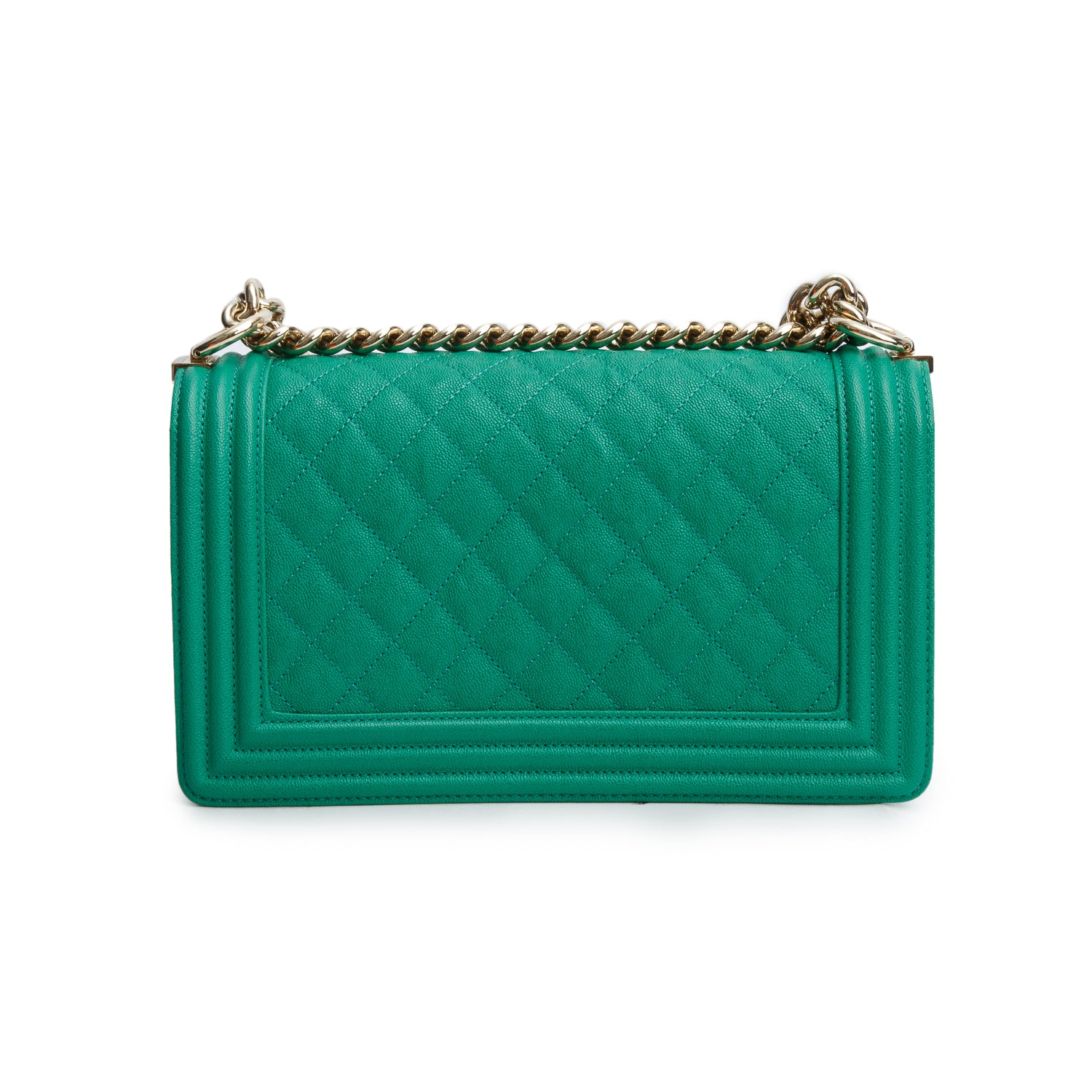 Chanel 2020 Green Caviar Quilted Medium Boy Flap Bag w/ Box, Authenticity Card & Receipt