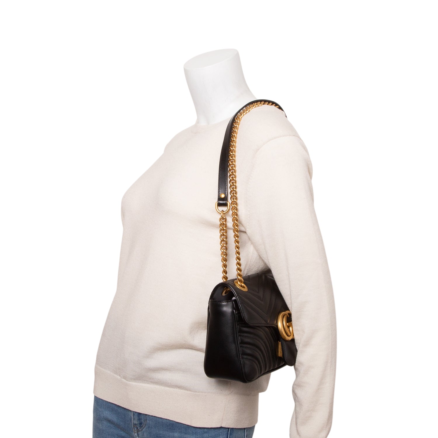 Gucci Black GG Marmont Matelasse Medium Shoulder Bag w/ Box