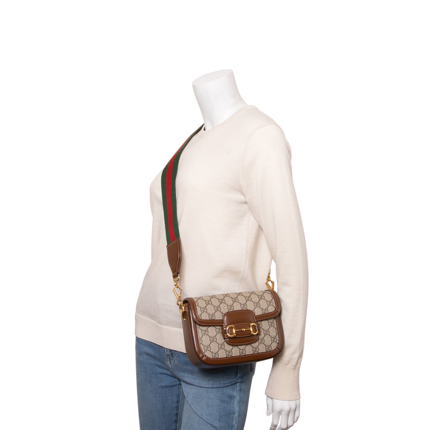 Gucci GG Supreme Monogram Horsebit 1955 Small Shoulder Bag w/ Box & Straps