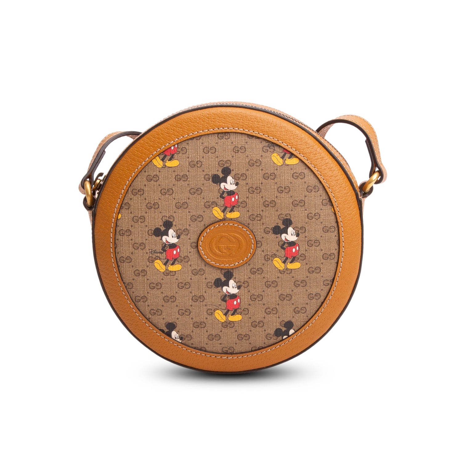 Gucci x Disney Mini Vintage GG Supreme Monogram Mickey Mouse Round Shoulder Bag w/ Box