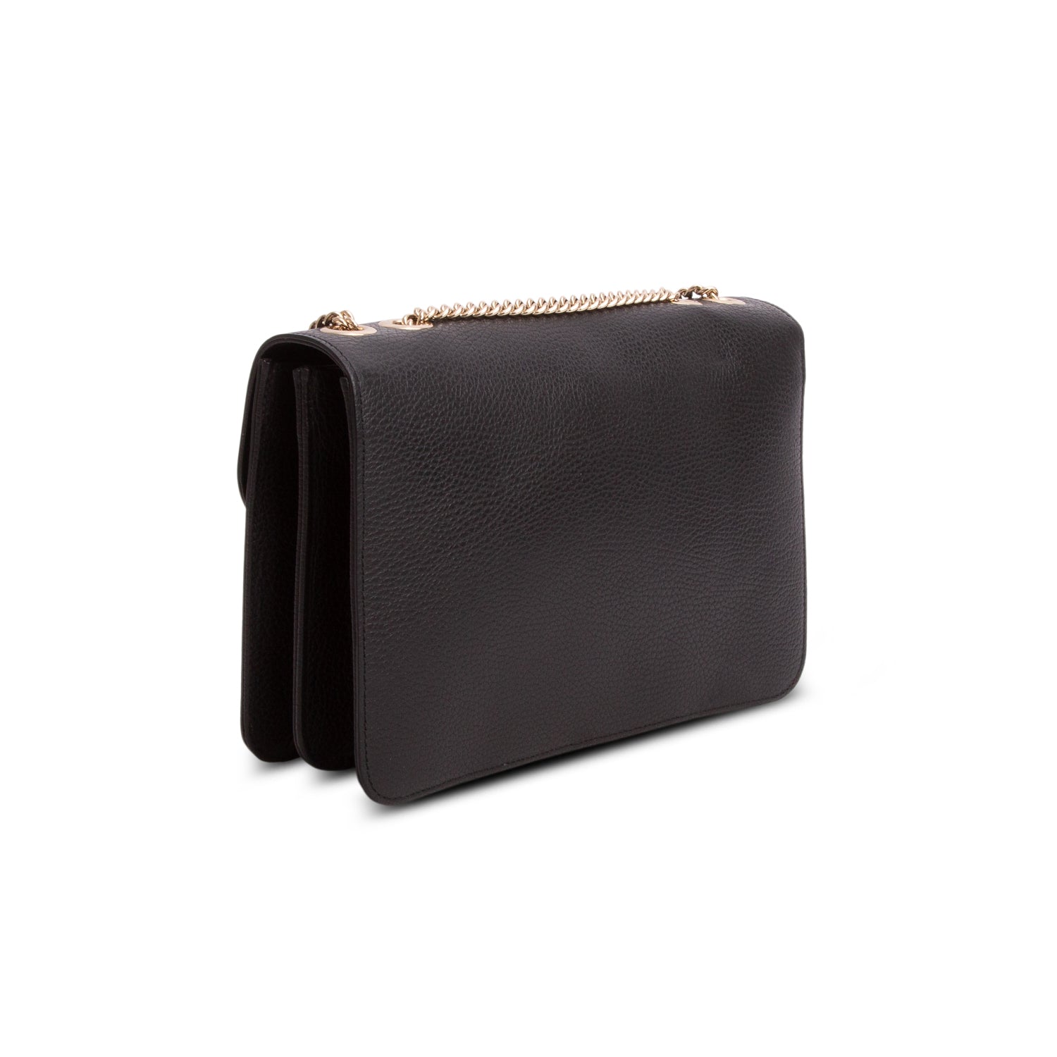 Gucci Black Calfskin Leather Medium Dollar Interlocking GG Shoulder Bag