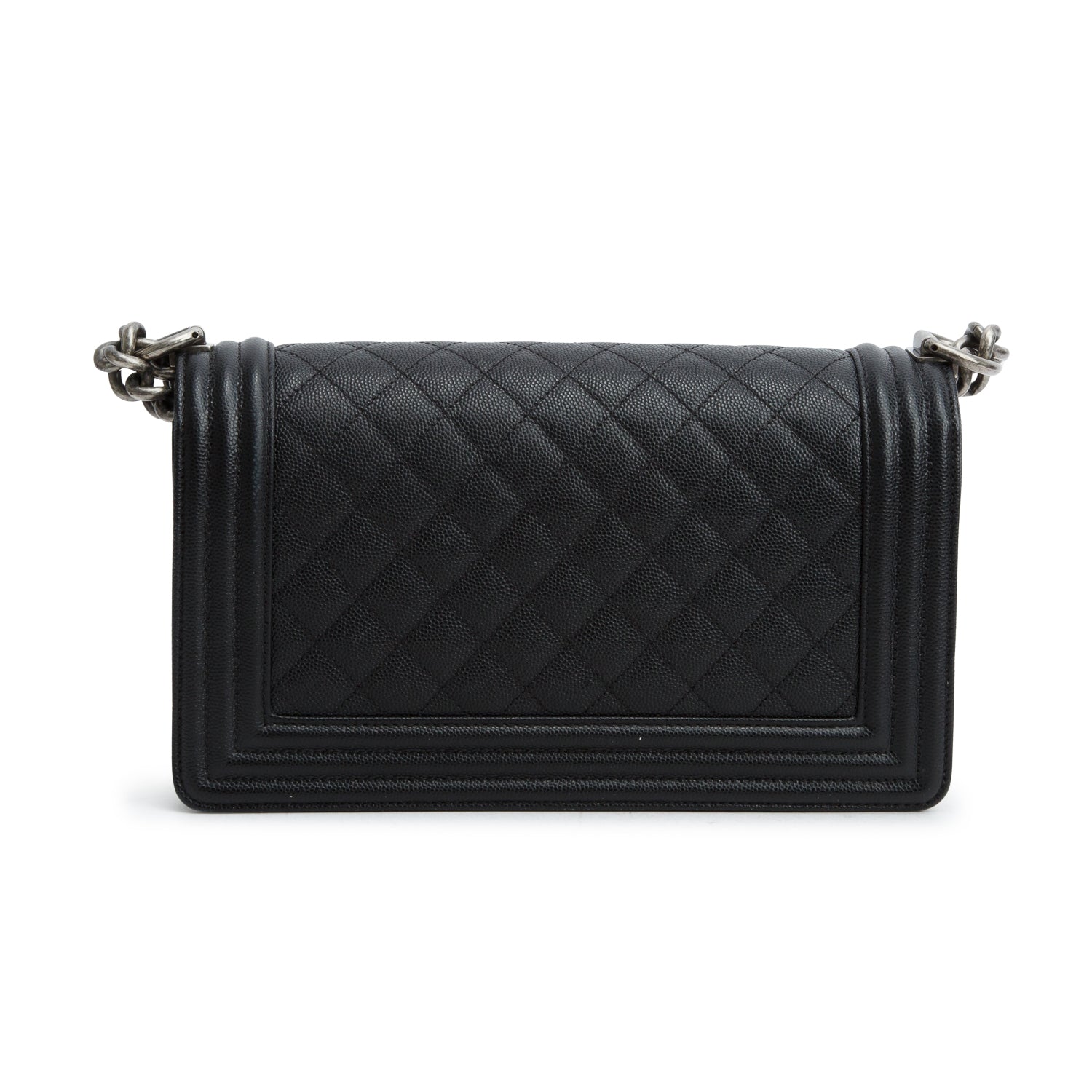 Chanel Black Caviar Quilted Medium Boy Flap Bag w/ Authenticity Card