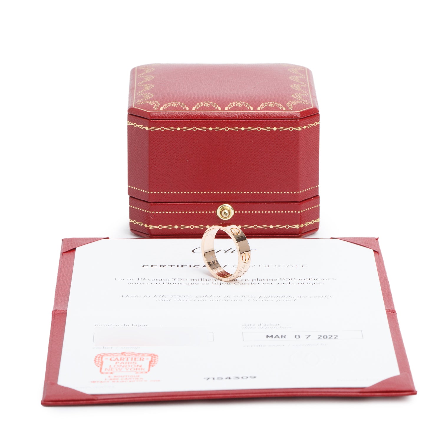 Cartier 2022 18k Rose Gold 5.5 MM Love Ring, Classic Model, Size 58 8.5 w/ Box & Certificate