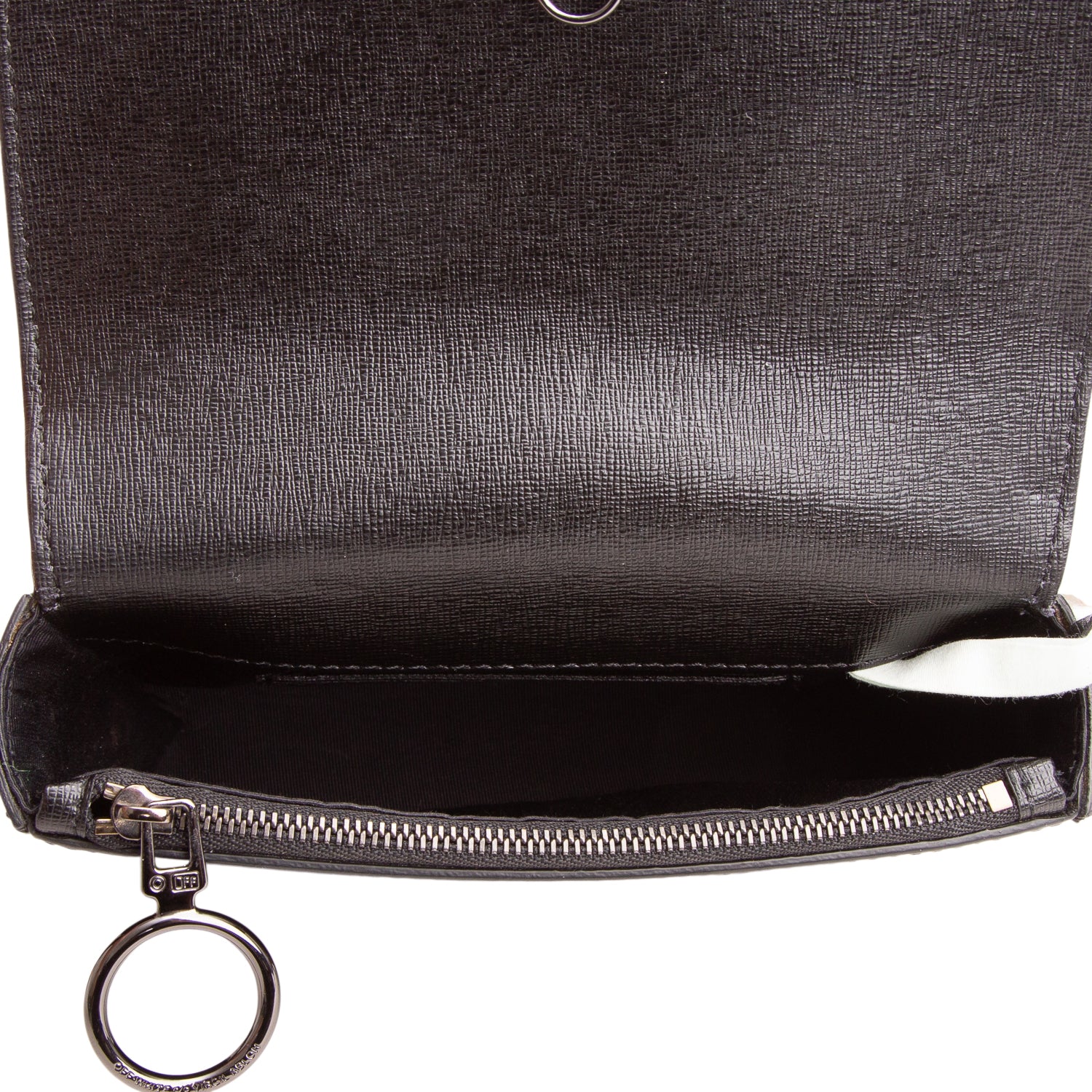 Off-White Black & White Calfskin Binder Clip Shoulder bag w/ Strap
