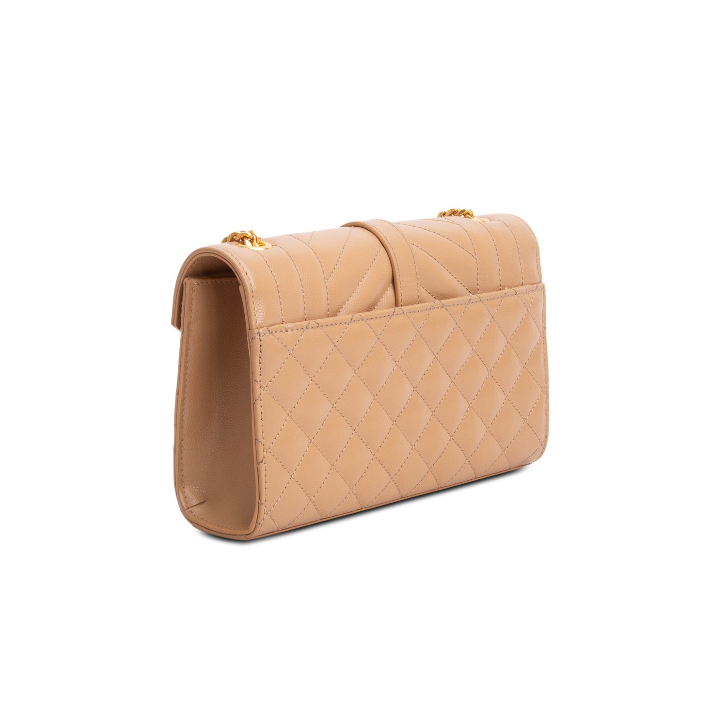 Saint Laurent Brown Grain de Poudre Textured Mixed Matelasse Triquilt Small Monogram Satchel