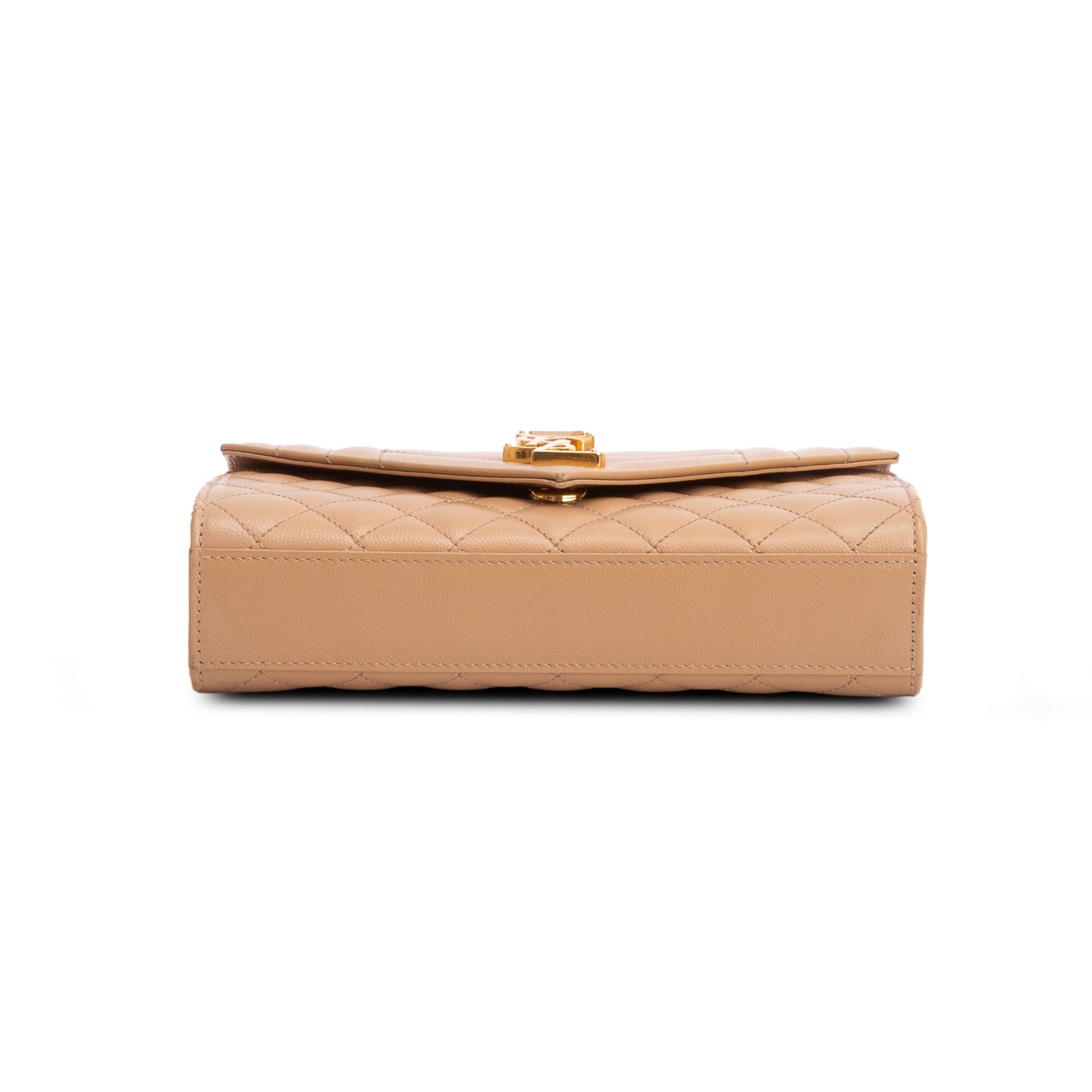Saint Laurent Brown Grain de Poudre Textured Mixed Matelasse Triquilt Small Monogram Satchel