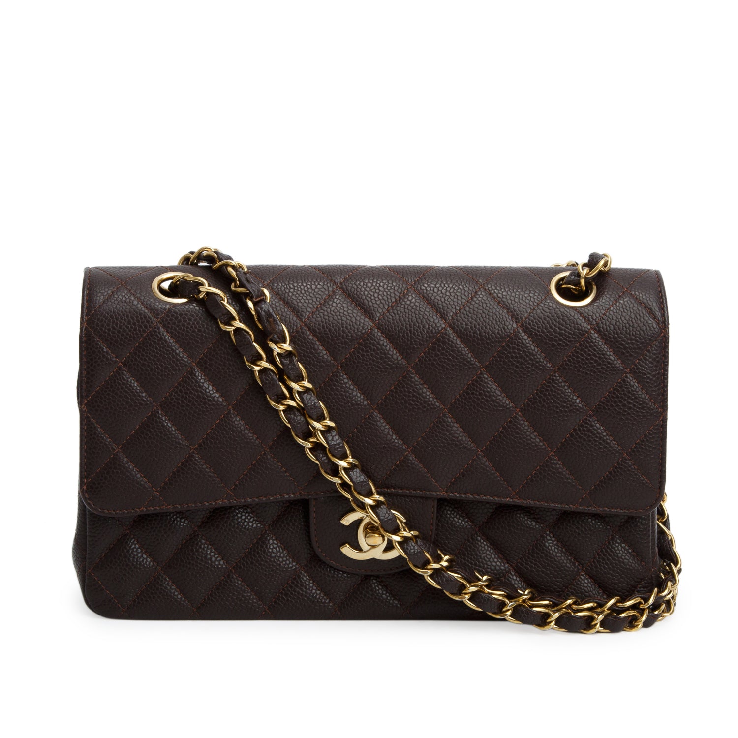 Chanel Brown Caviar Classic Medium Double Flap Bag