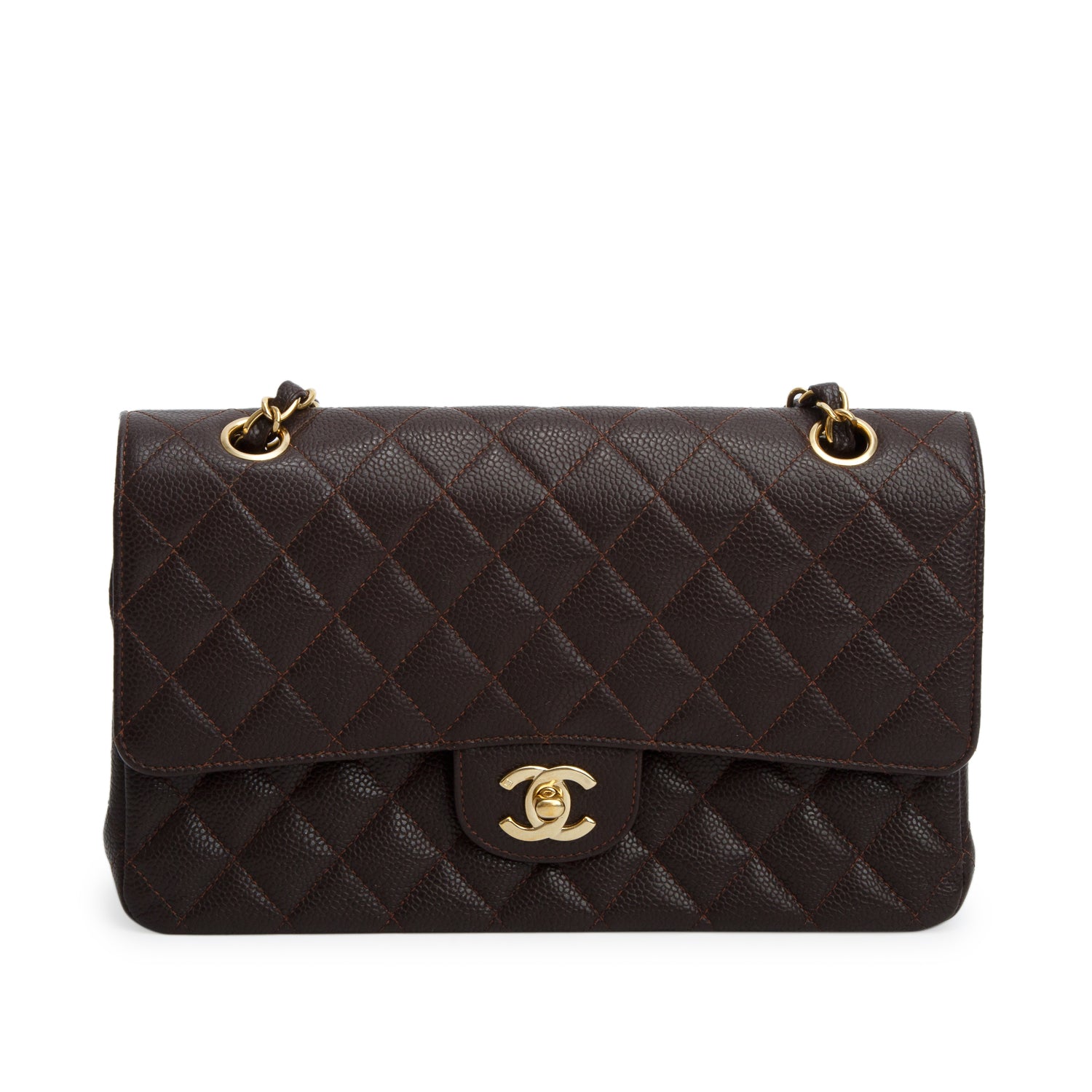 Chanel Brown Caviar Classic Medium Double Flap Bag