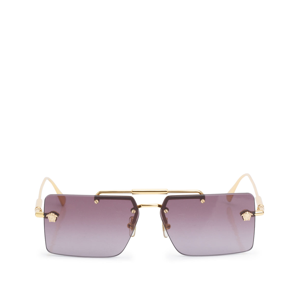 Versace Mod 2245 Gold Tone Metal Rimless Medusa Square Sunglasses