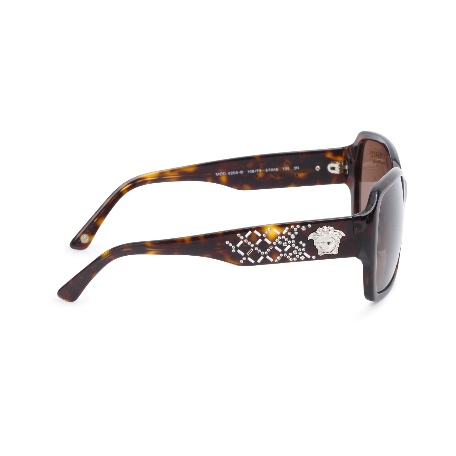 Versace Mod 4294-B Brown Havana Crystal Medusa Square Sunglasses w/ Case