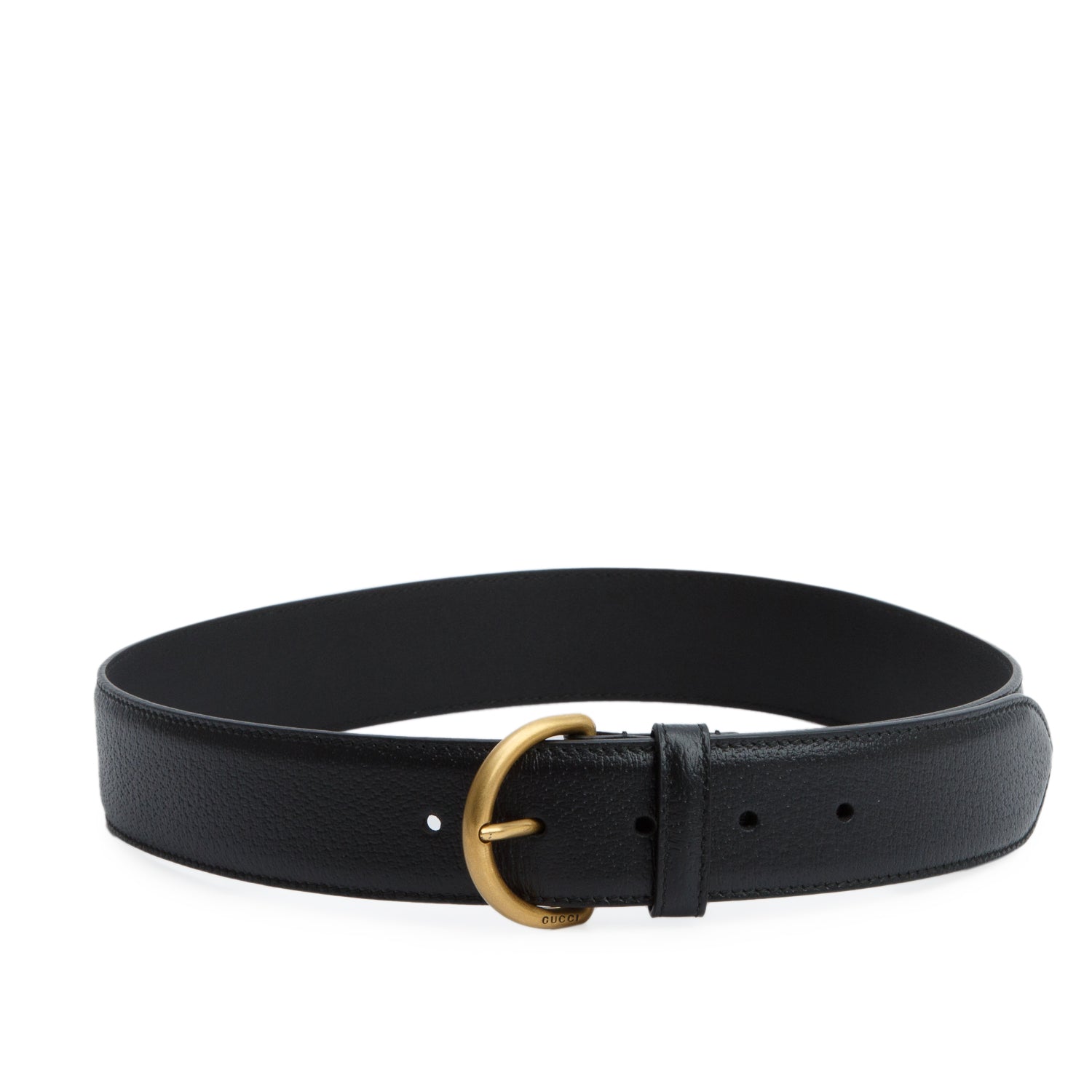 Gucci Black Grained Leather Buckle Belt 75 30