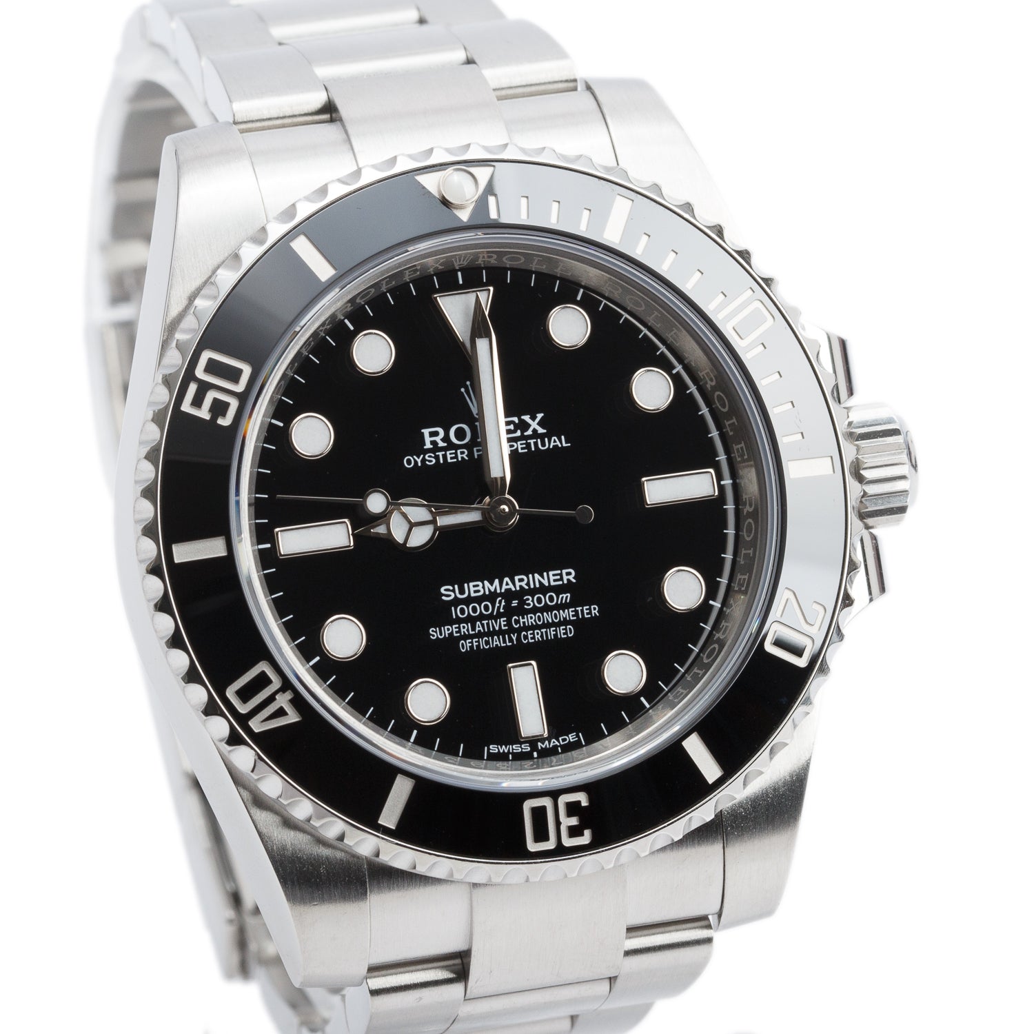 Rolex Stainless Steel Submariner (No Date) 40 MM Automatic Watch Black Dial 114060 w/ Box & Papers