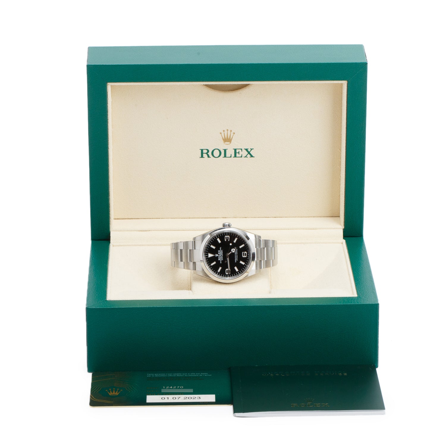Rolex 2023 Stainless Steel Oyster Perpetual Explorer 36 MM Automatic Watch Black Dial 124270 w/ Box & Papers