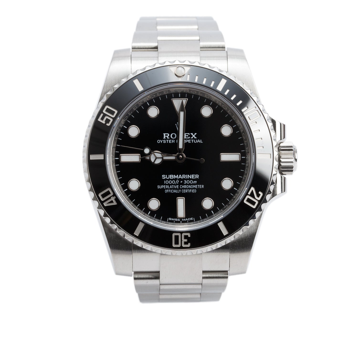 Rolex Stainless Steel Submariner (No Date) 40 MM Automatic Watch Black Dial 114060 w/ Box & Papers