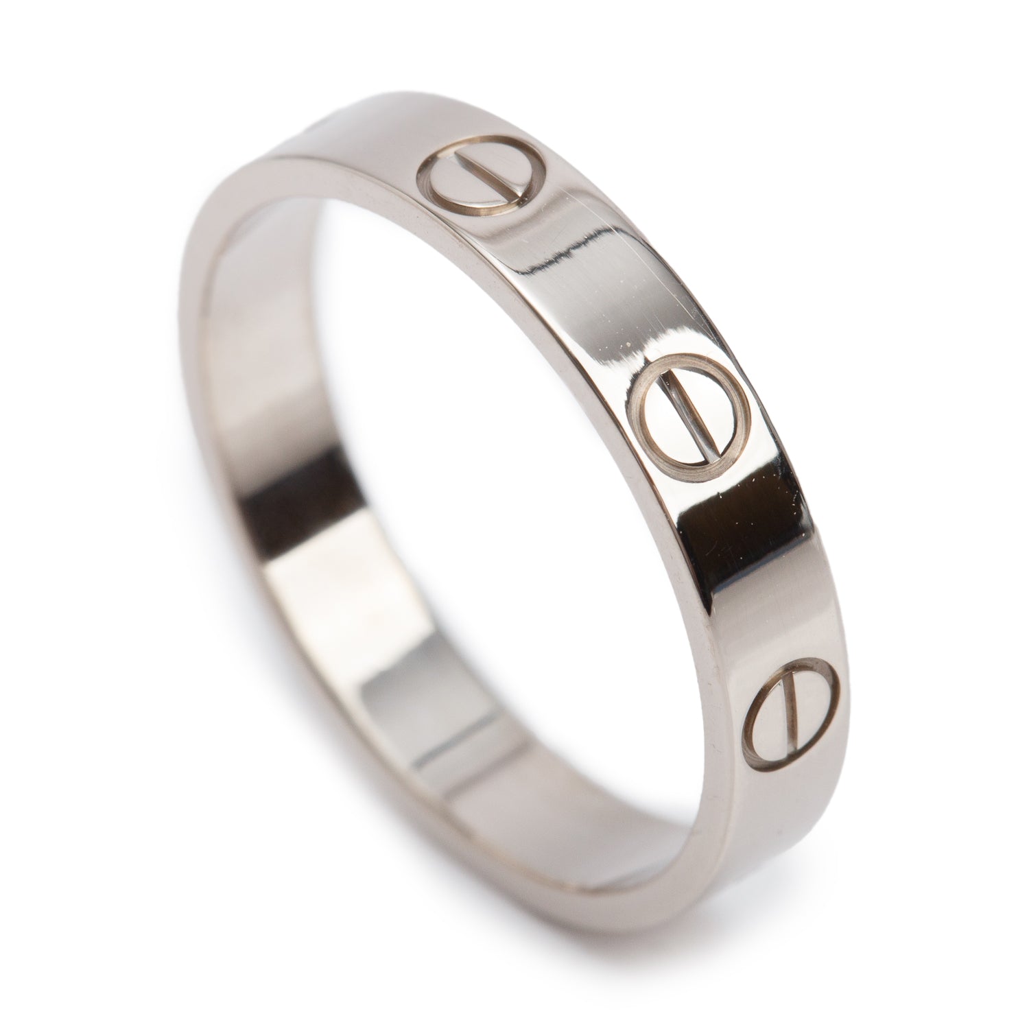 Cartier 18k White Gold 3.6 MM Love Wedding Band Ring, Size 55 7.25 w/ Box
