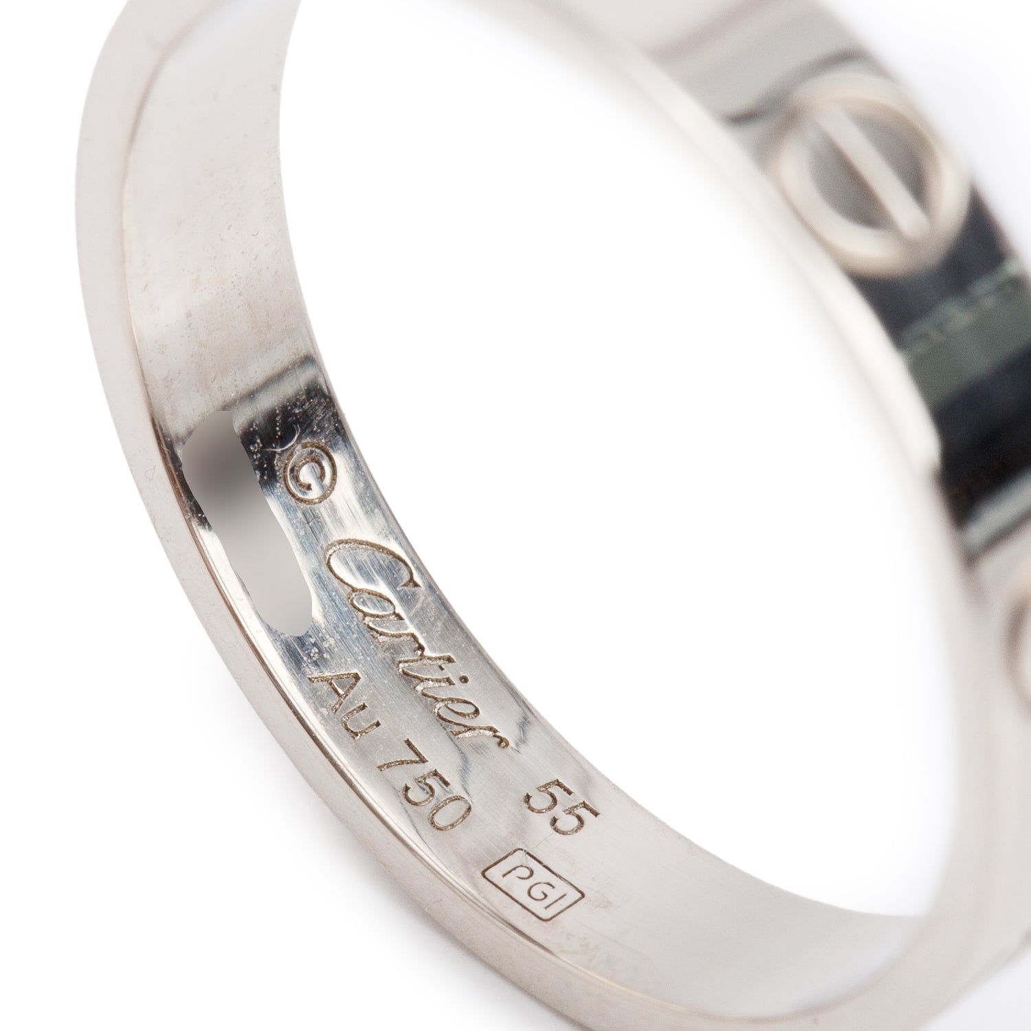 Cartier 18k White Gold 3.6 MM Love Wedding Band Ring, Size 55 7.25 w/ Box