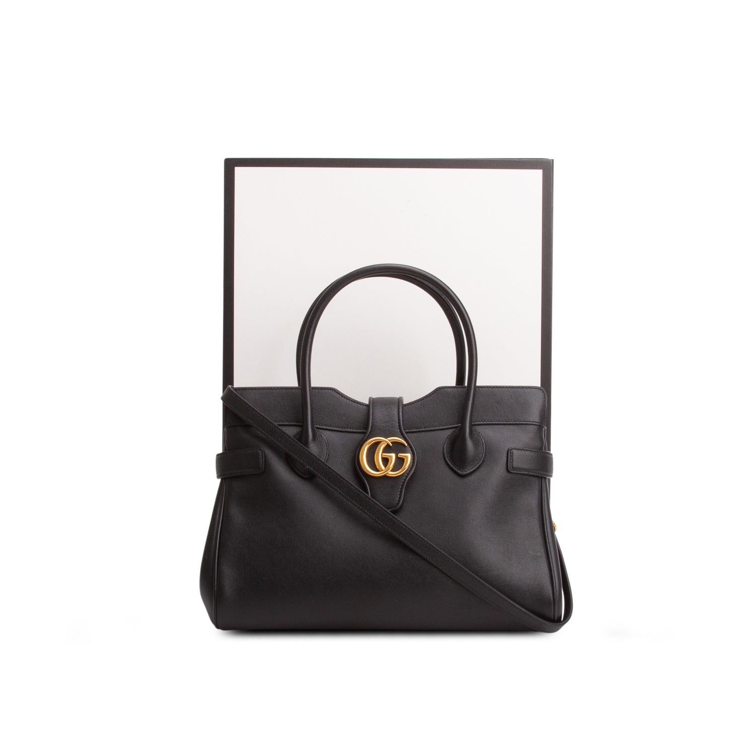 Gucci Black New Sakai Calfskin Lux Small Dahlia Top Handle Bag w/ Box & Strap
