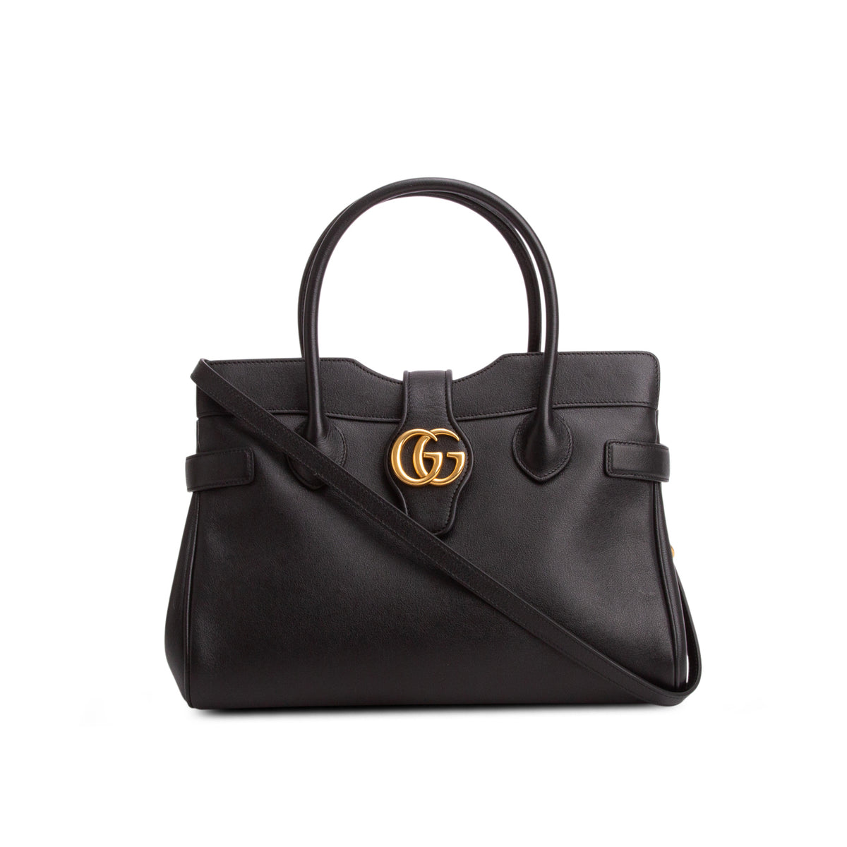 Gucci Black New Sakai Calfskin Lux Small Dahlia Top Handle Bag w