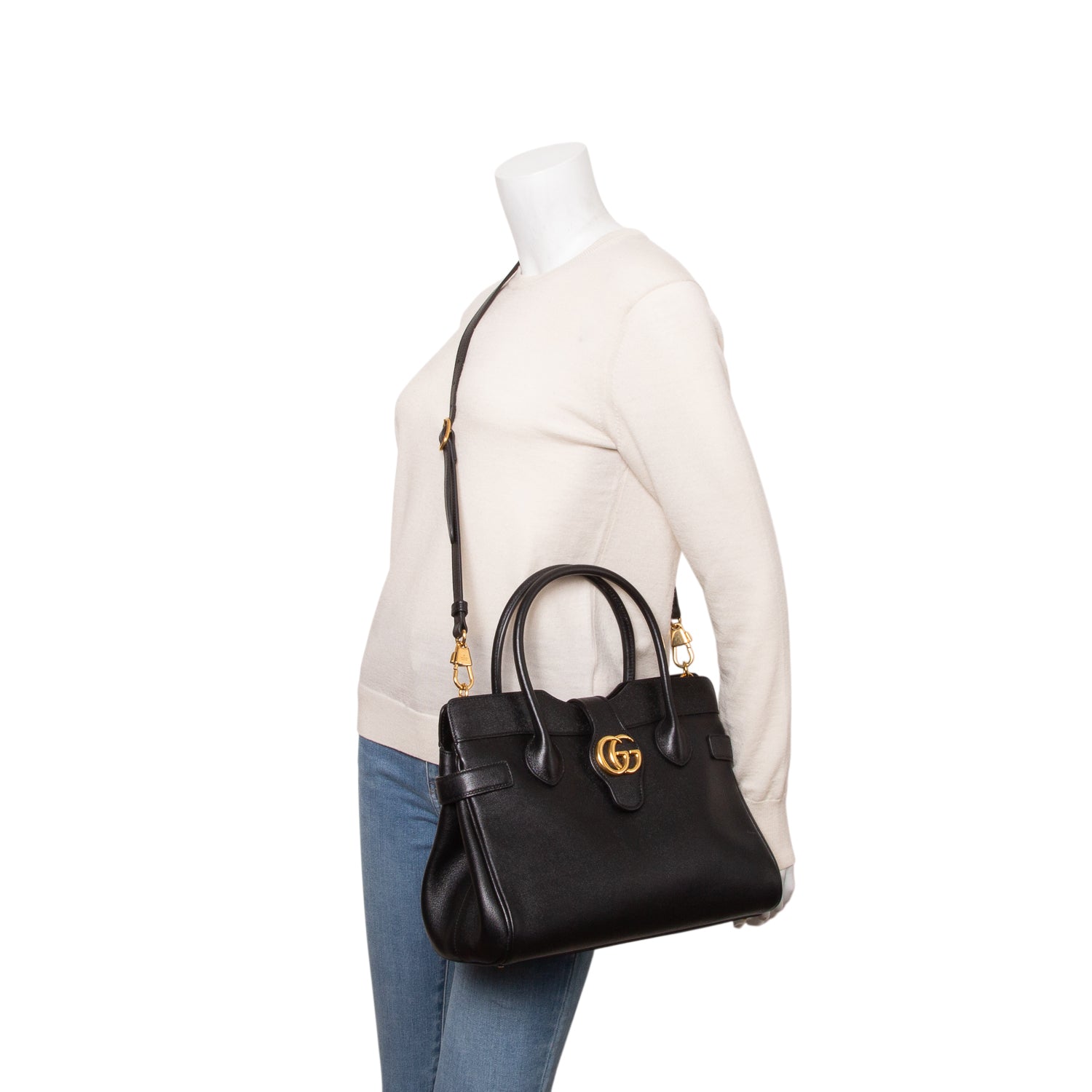 Gucci Black New Sakai Calfskin Lux Small Dahlia Top Handle Bag w/ Box & Strap