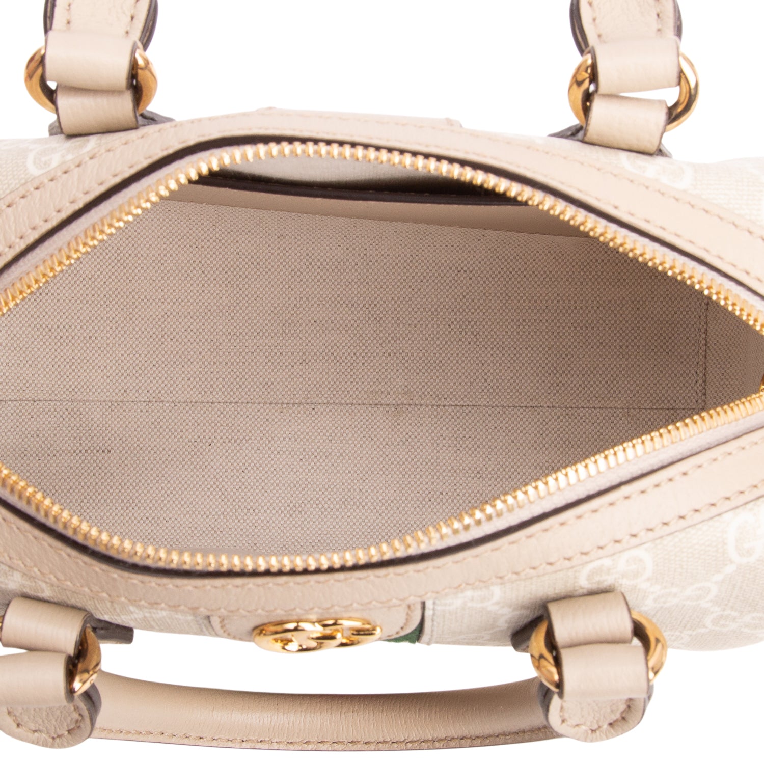 Gucci GG Supreme Monogram Textured Dollar Calfskin Web Small Ophidia Top Handle Bag w/ Box & Strap