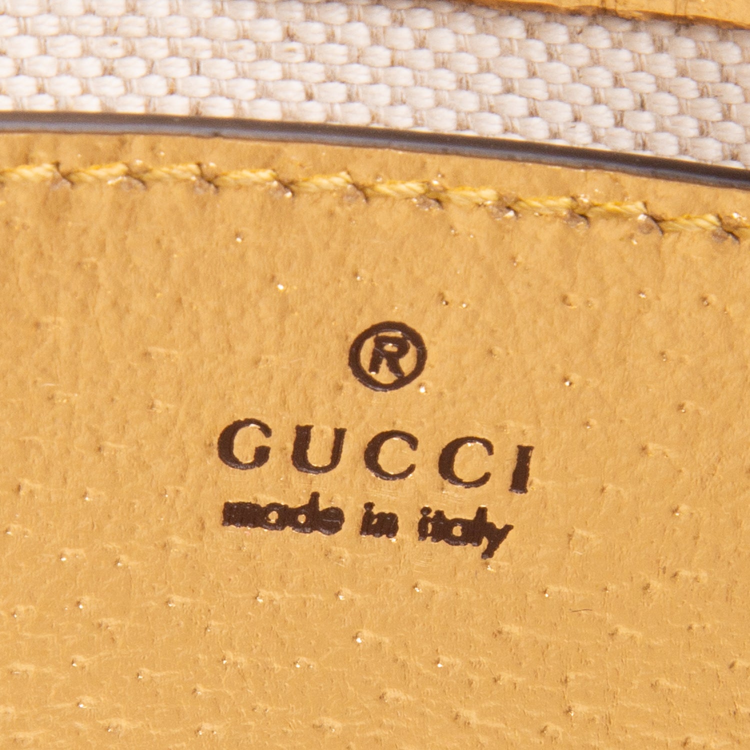 Gucci Beige & Gold GG Supreme Monogram Textured Dollar Calfskin Mini Ophidia Chain Bag w/ Box