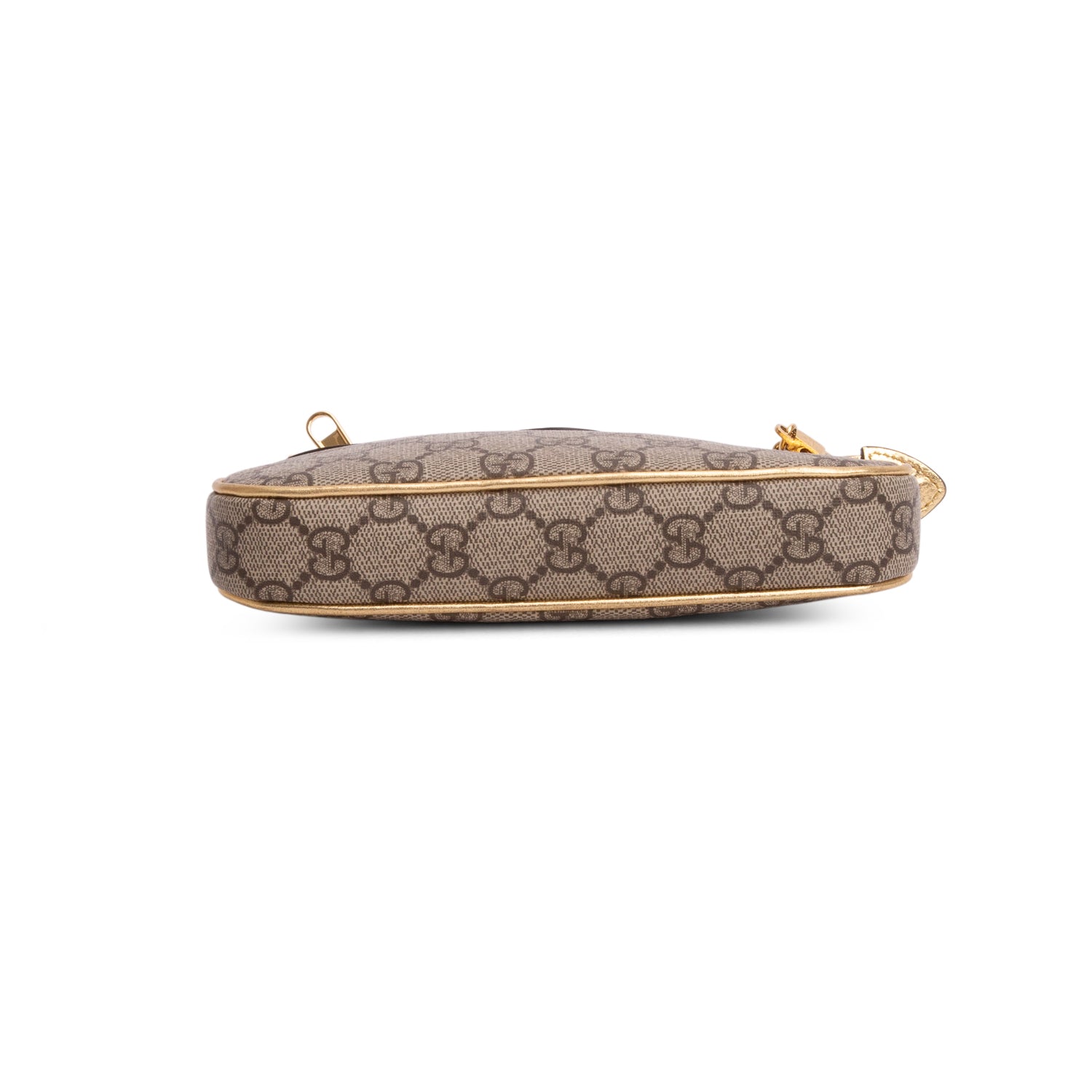 Gucci Beige & Gold GG Supreme Monogram Textured Dollar Calfskin Mini Ophidia Chain Bag w/ Box