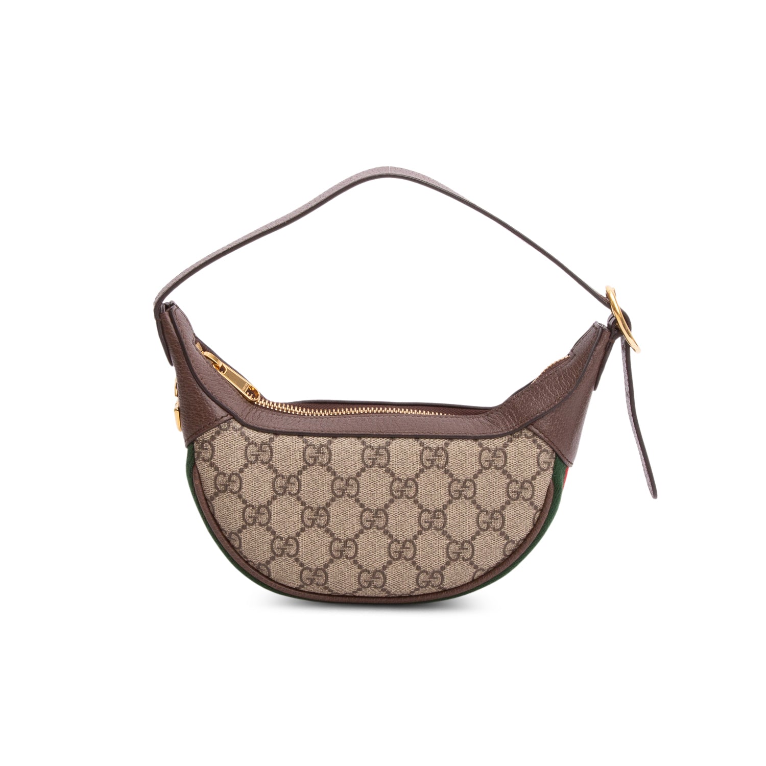 Gucci GG Supreme Monogram Textured Calfskin Web Mini Ophidia Half Moon Hobo w/ Box