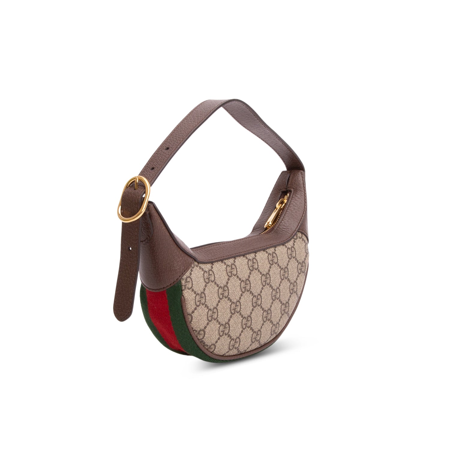 Gucci GG Supreme Monogram Textured Calfskin Web Mini Ophidia Half Moon Hobo w/ Box