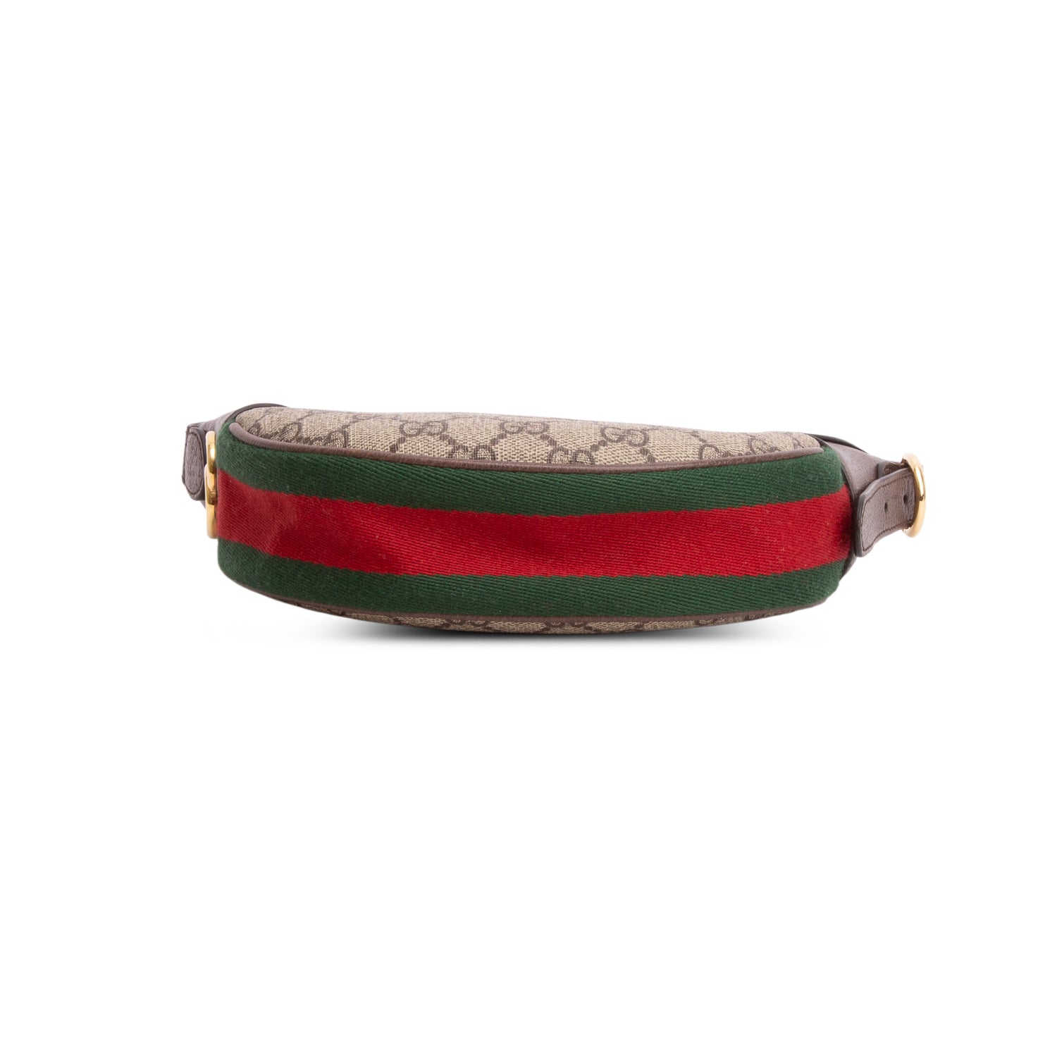 Gucci GG Supreme Monogram Textured Calfskin Web Mini Ophidia Half Moon Hobo w/ Box