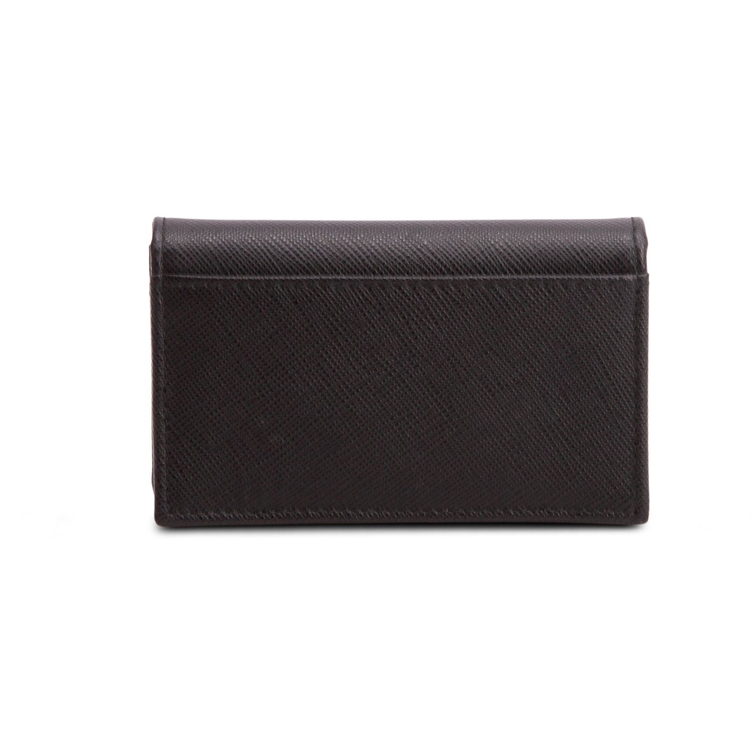 Prada Black Saffiano Leather Flap Card Holder
