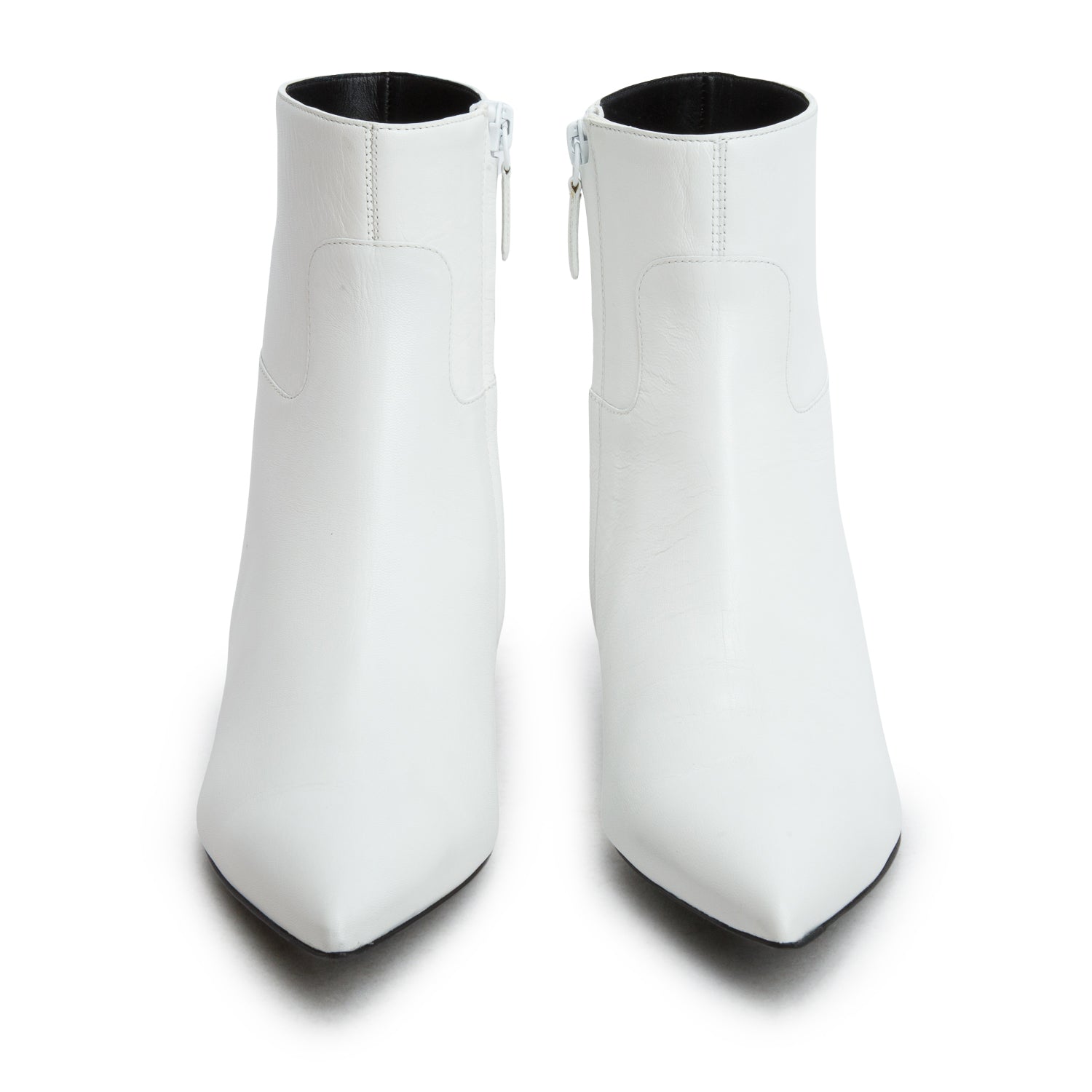 Balenciaga White Leather Pointy Toe Ankle Boots, Size 38 w/ Box