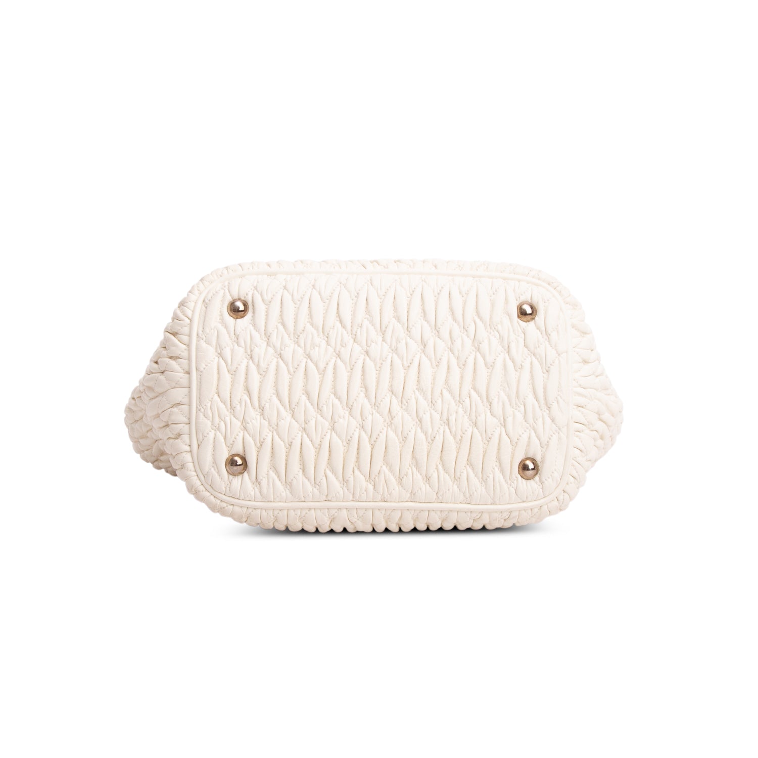 Miu Miu White Nappa Iconic Crystal Cloque Tote Bag w/ Straps