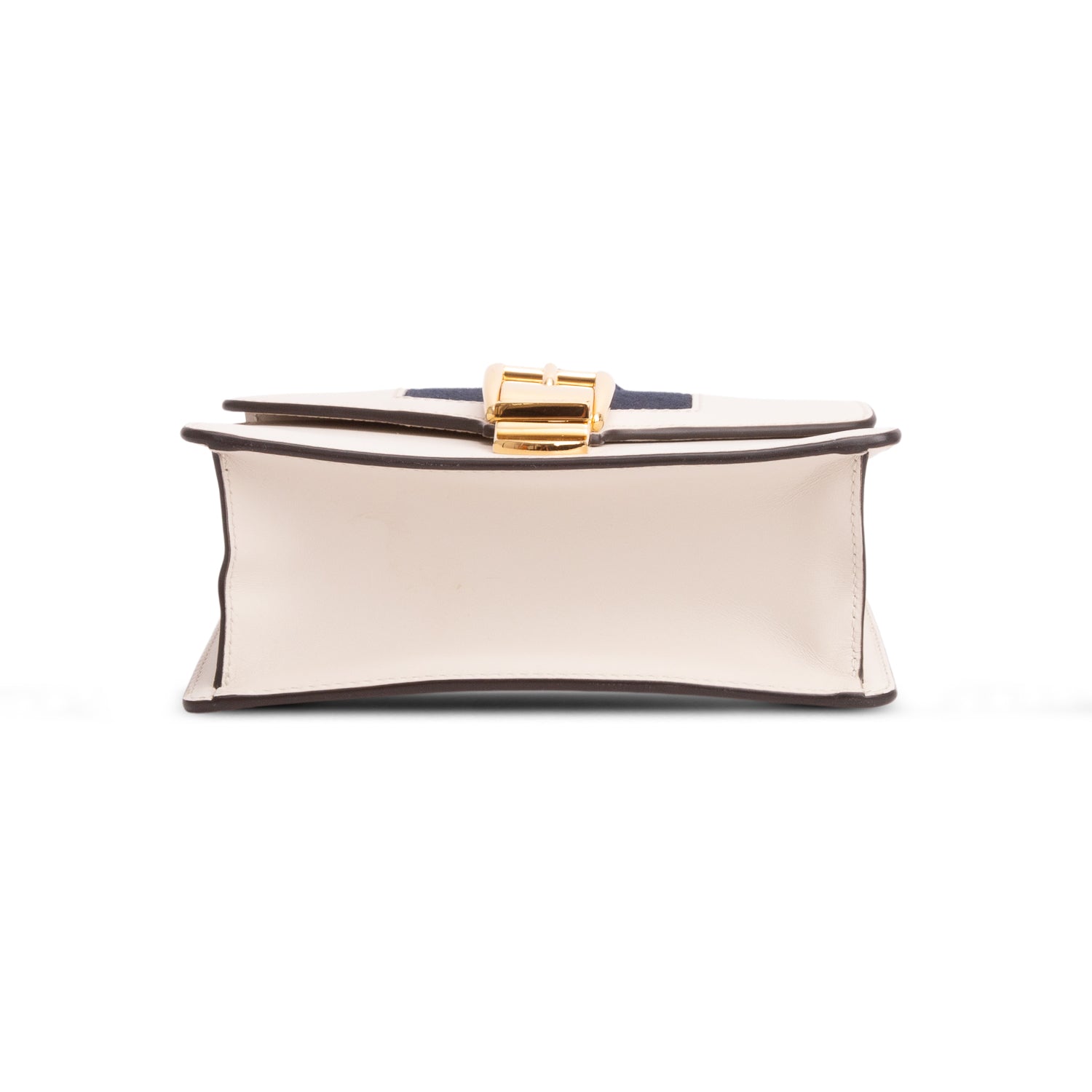 Gucci White Calfskin Leather Web Mini Sylvie Chain Shoulder Bag