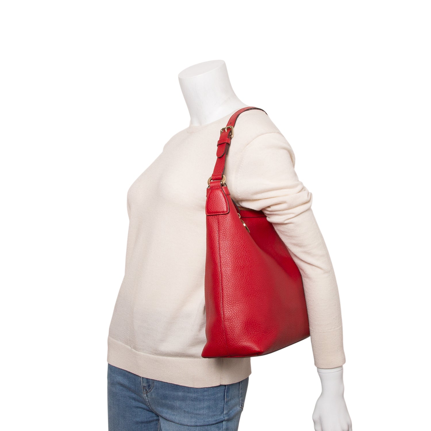 Gucci Red Dollar Calfskin GG Hobo