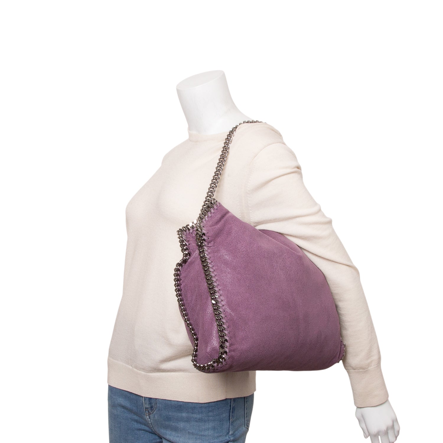 Stella McCartney Purple Vegan Shaggy Deer Fabric Falabella Fold-Over Tote