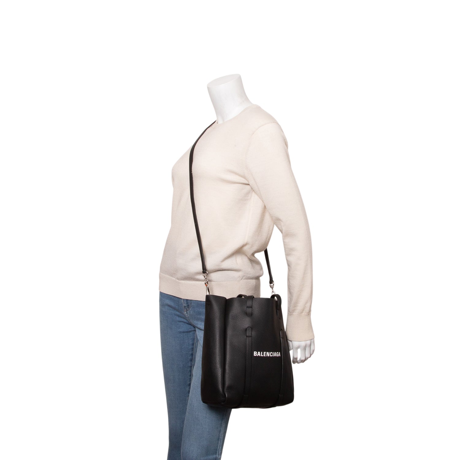 Balenciaga Black Calfskin Logo XXS Everyday Tote w/ Pouch & Strap