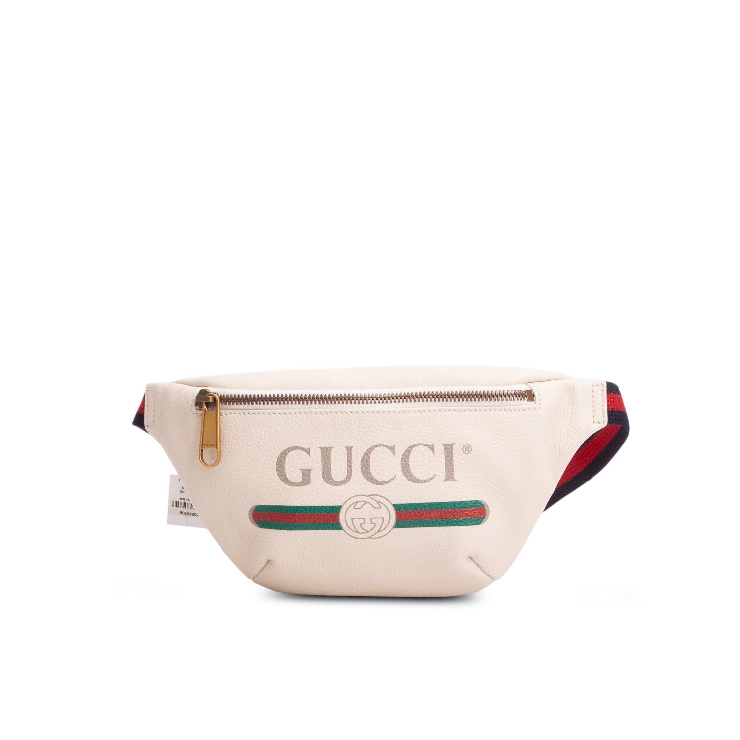 Gucci Cream Calfskin Leather Logo Print Small Belt Bag