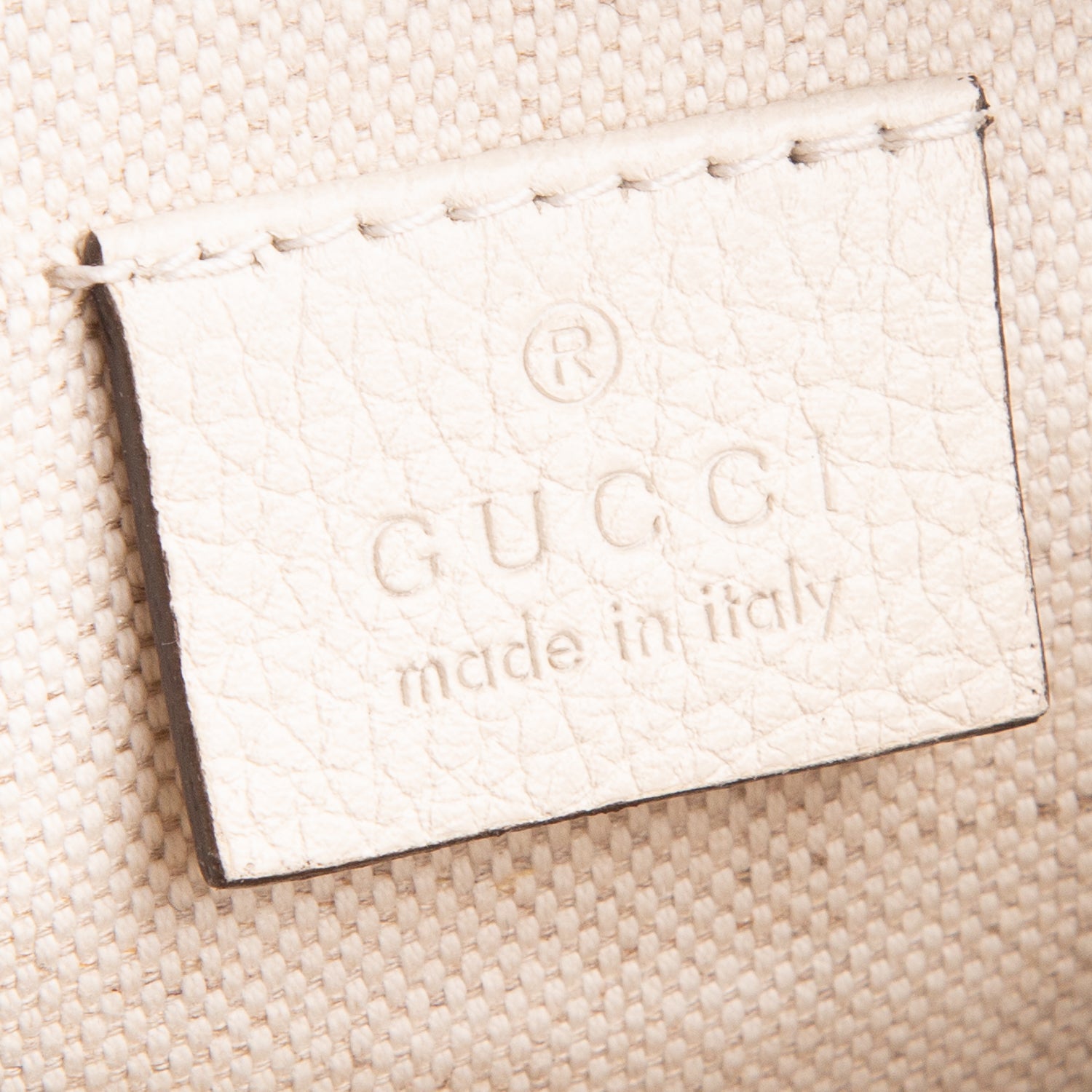 Gucci Cream Calfskin Leather Logo Print Small Belt Bag