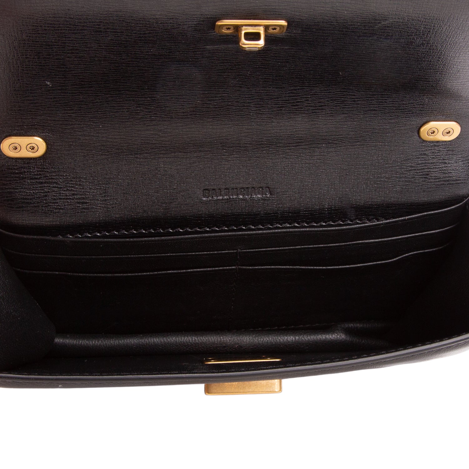 Balenciaga Black Calfskin Stripe Embossed Gossip Chain Bag XS