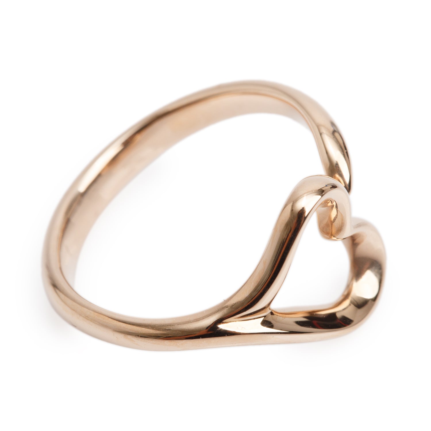 Tiffany & Co. Elsa Peretti 18k Rose Gold Open Heart Ring, Small Model Size 5.25 w/ Box