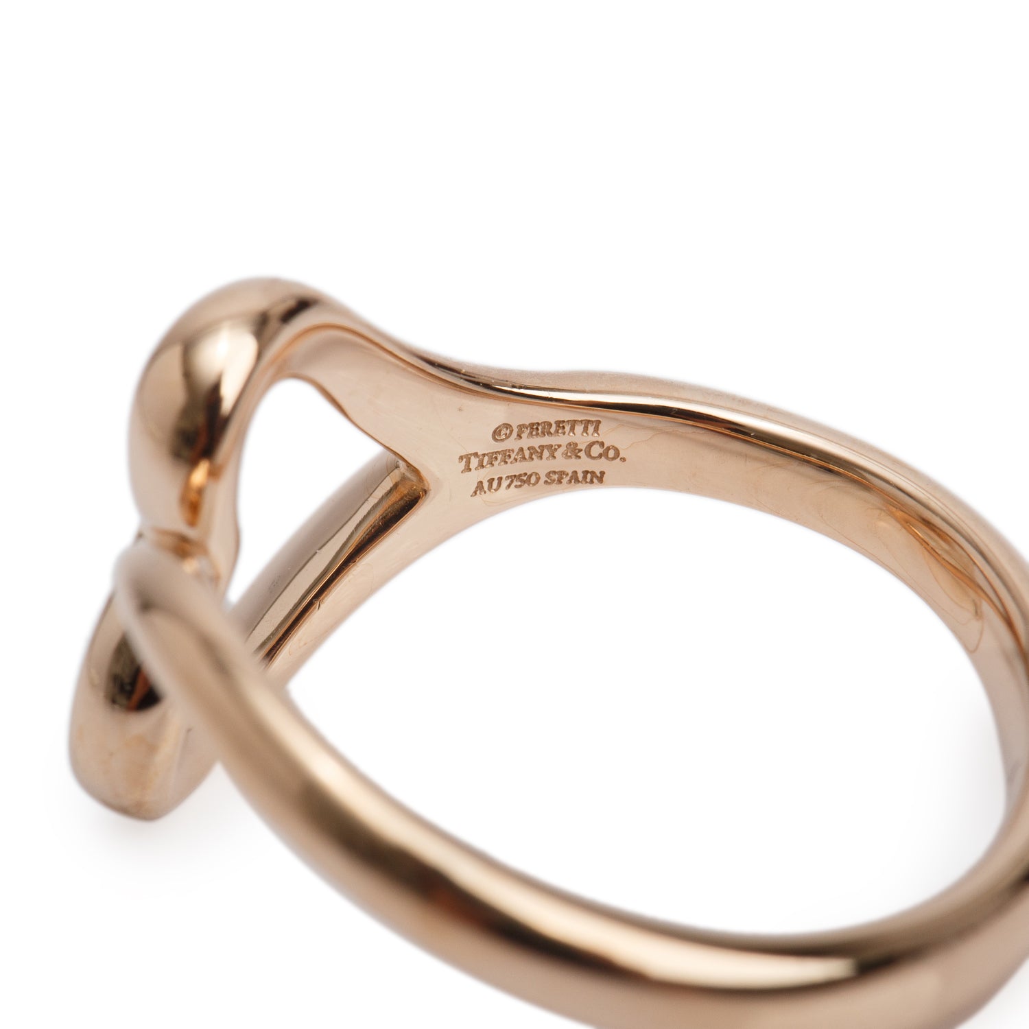Tiffany & Co. Elsa Peretti 18k Rose Gold Open Heart Ring, Small Model Size 5.25 w/ Box