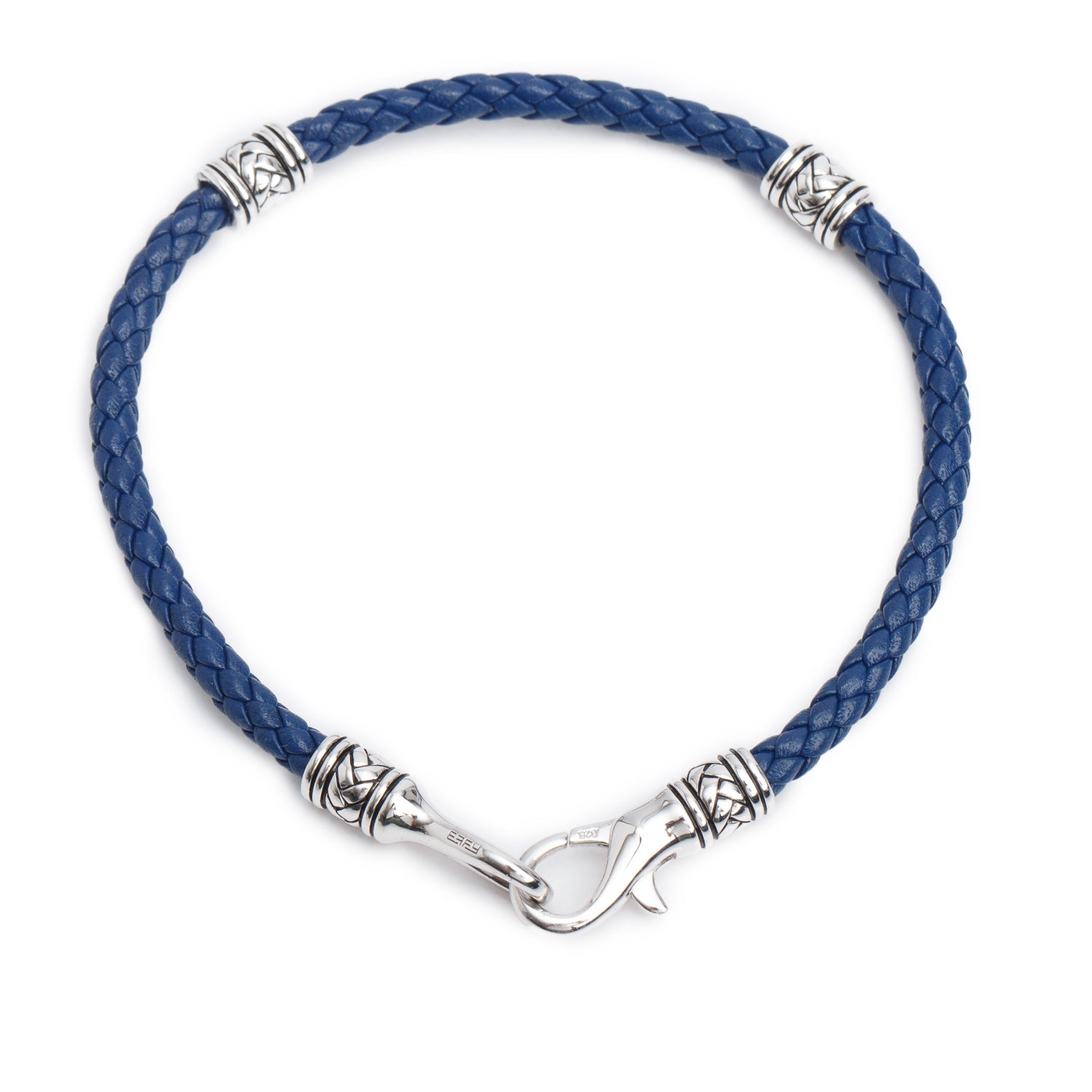 Effy Sterling Silver Blue Braided Leather Bracelet