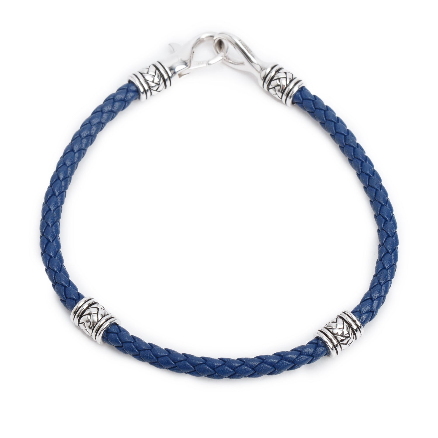 Effy Sterling Silver Blue Braided Leather Bracelet