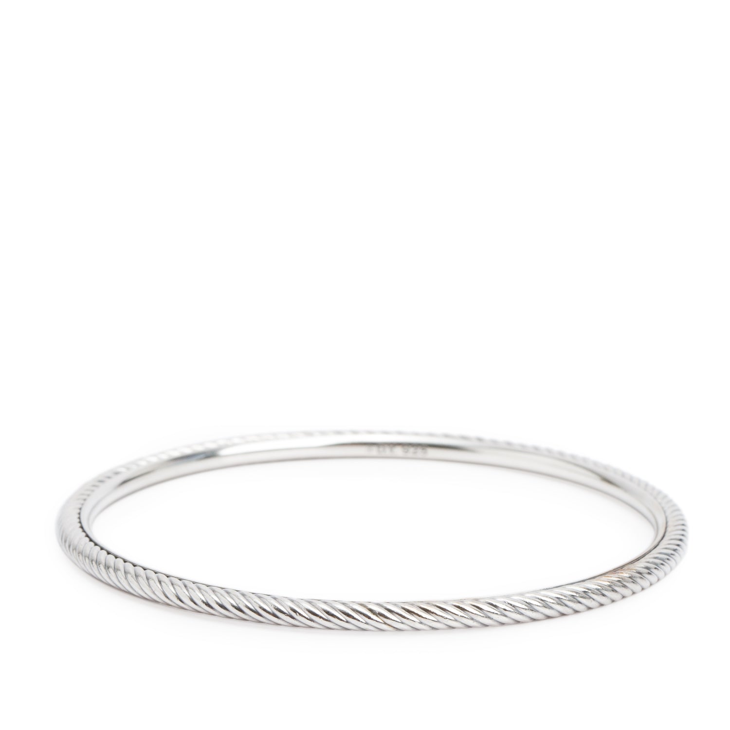 David Yurman Sterling Silver 3 MM Sculpted Cable Bangle Bracelet