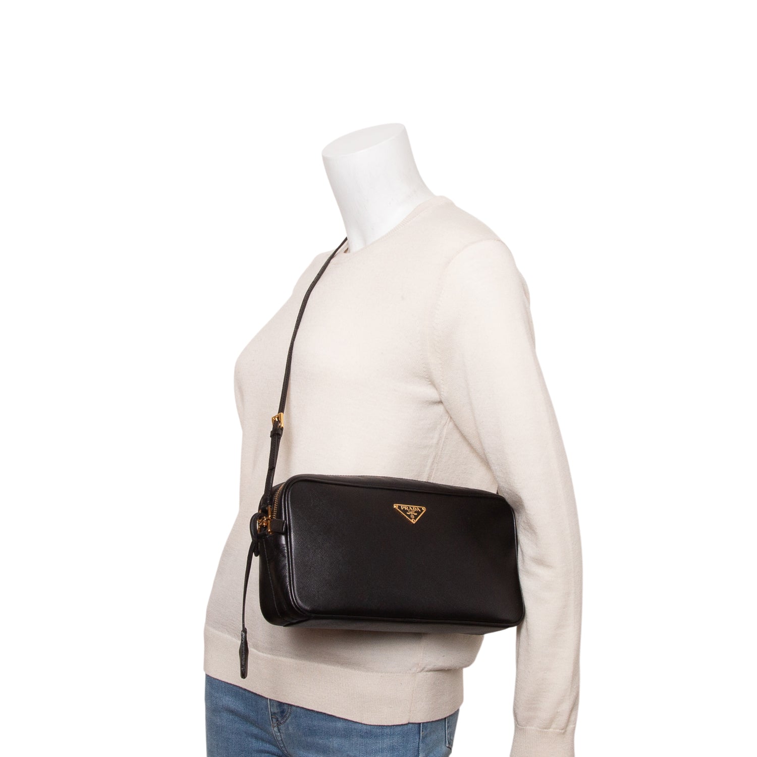 Prada Black Saffiano Lux Shoulder Bag