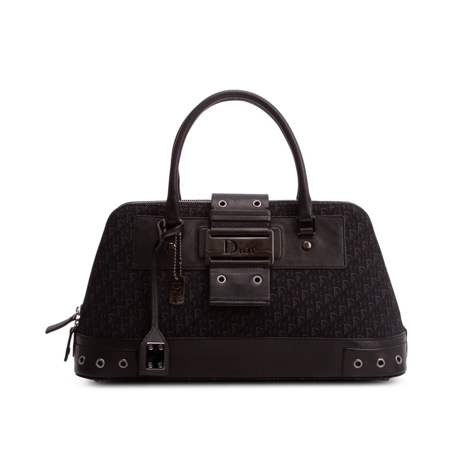 Christian Dior Black Canvas Calfskin Street Chic Top Handle Bag w/ Authenticity Card