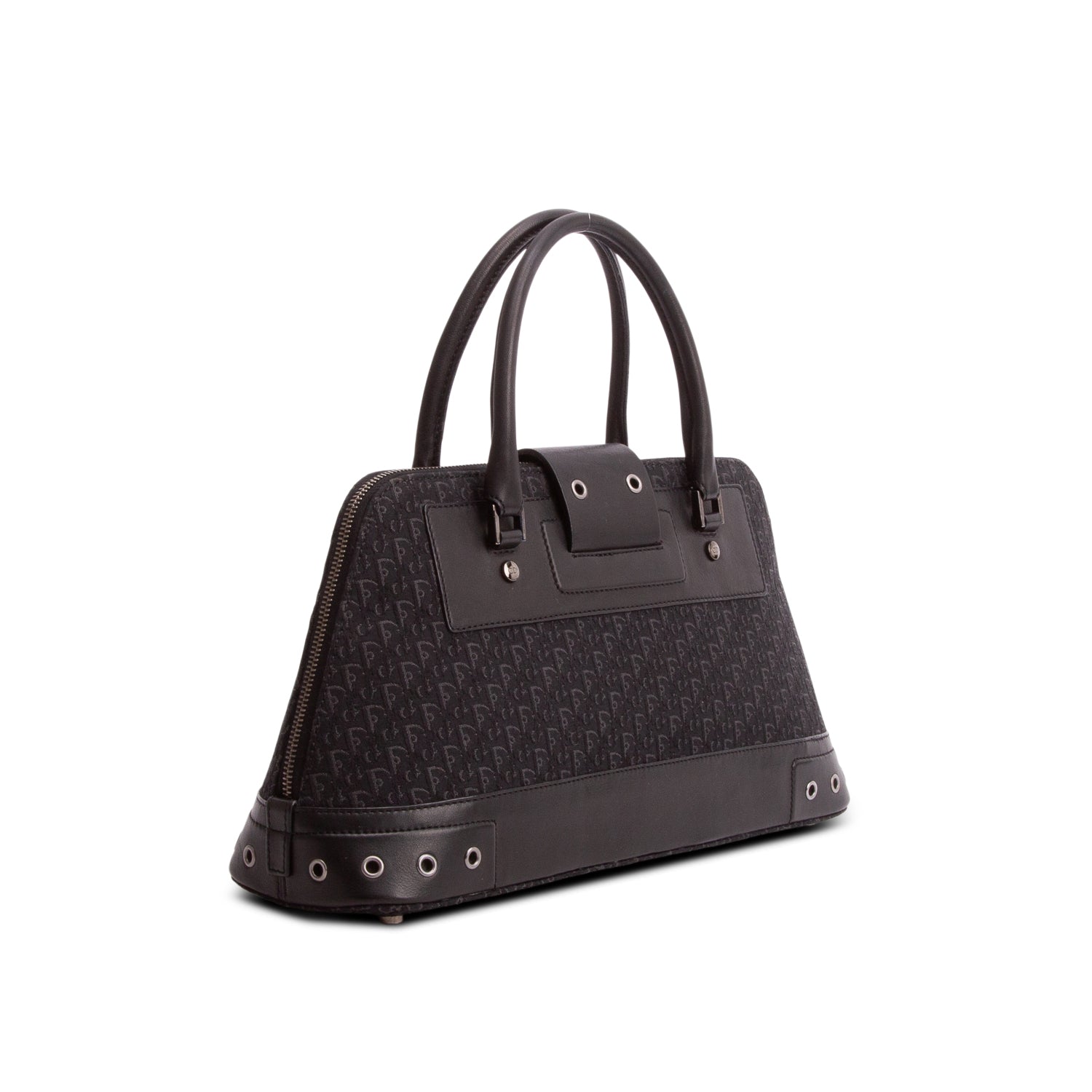 Christian Dior Black Canvas Calfskin Street Chic Top Handle Bag w/ Authenticity Card