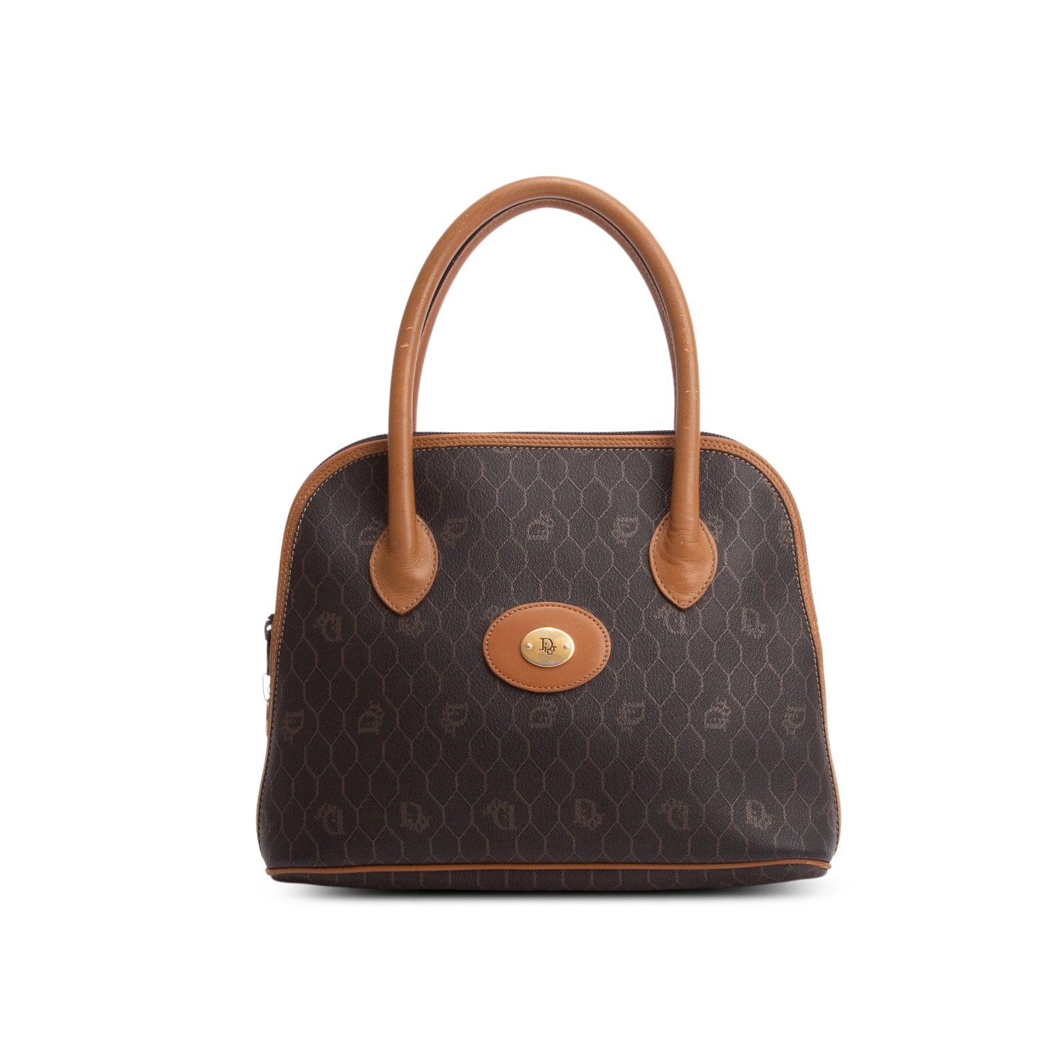 Christian Dior Vintage Brown Honeycomb Top Handle Bag